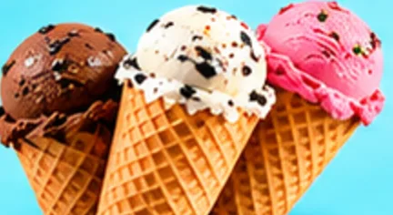 Ice cream in waffle cones at Delicias Factory
