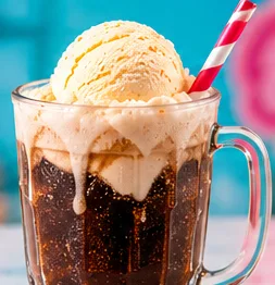Root beer float at Delicias Factory