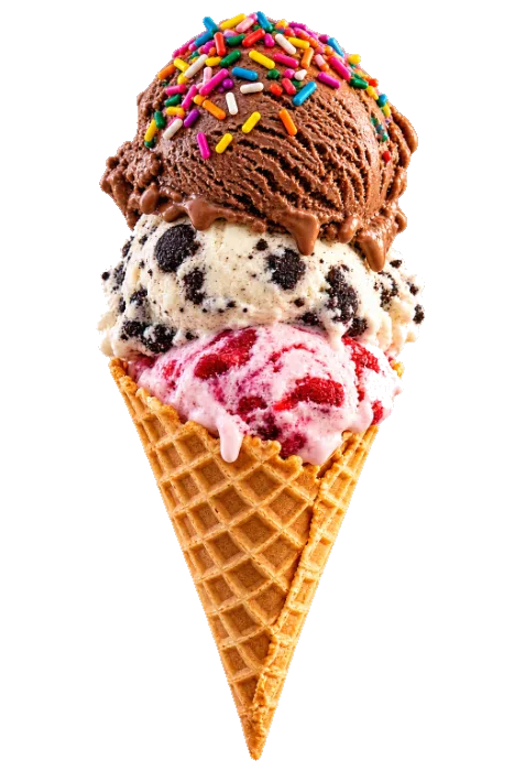 Triple scoop waffle cone at Delicias Factory in Branson