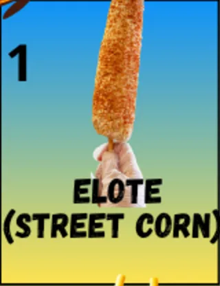 Elote lotería card at Delicias Factory