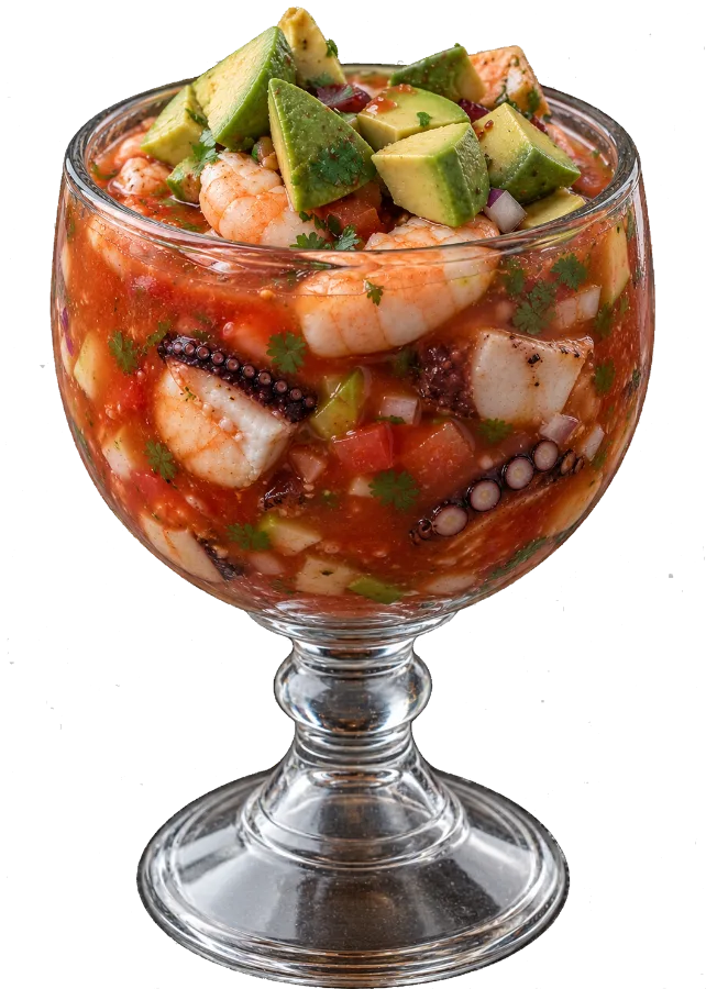 Coctel de camarón y pulpo with avocado at Delicias Factory in Branson