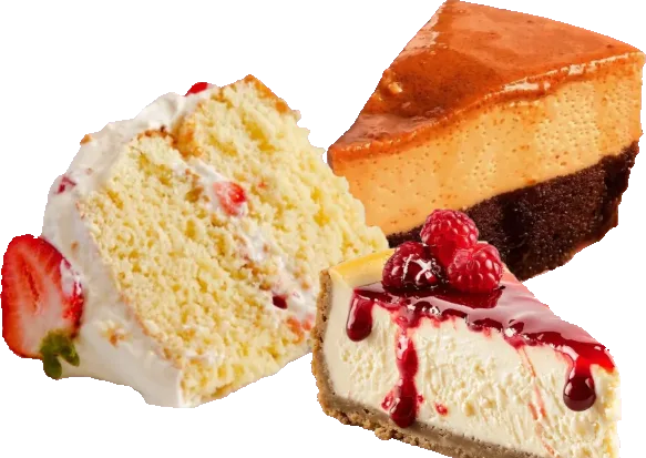 Tres leches cake and chocoflan desserts from Delicias Factory